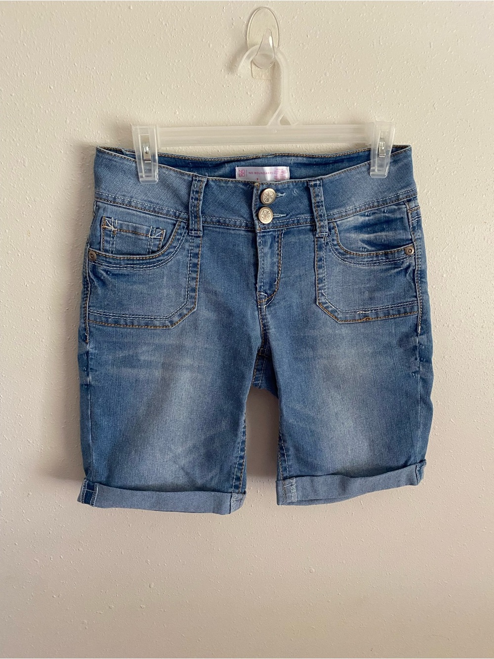 No Boundaries Cuffed Denim Bermuda Shorts Size 9